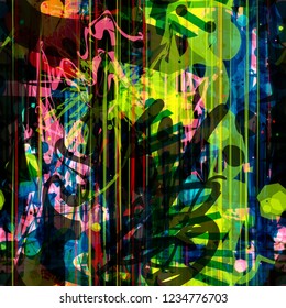 Colorful scribbles. Bright seamless texture. Abstract vector background for web page, banners backdrop, fabric, home decor, wrapping