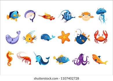 Colorful Sea Animals Set