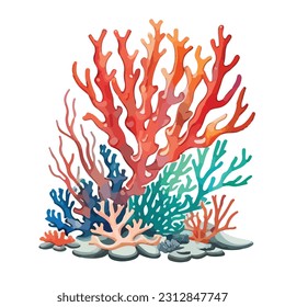 colorful sea corals watercolor art design vector illustrator