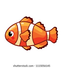 Colorful sea fish.  Clown fish or anemone fish isolated on white background