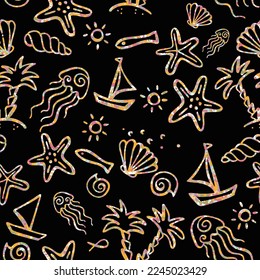 colorful sea life marine summer pattern