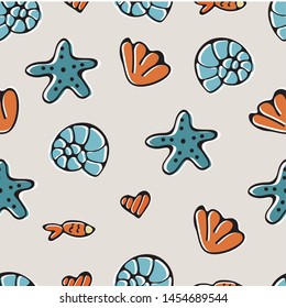 Colorful sea seamless pattern. Illustration in vector