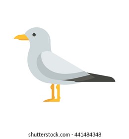 Colorful Seagull Bird Vector Illustration. Sea Gull Icon In Flat Design. Seabird Isolated On White Background.