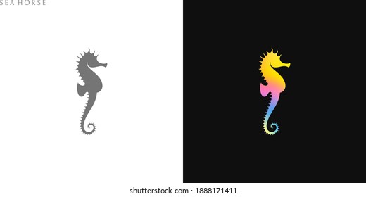 Colorful seahorse. Cute animal sign. Vector illustration EPS10. Sea creature 