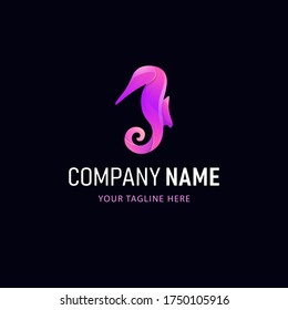 Colorful Seahorse Logo Design. Gradient Style Animal logo