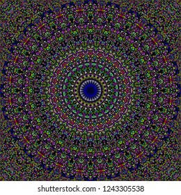 Colorful seamless abstract curved triangle mosaic tile kaleidoscope mandala pattern wallpaper - geometric vector background design