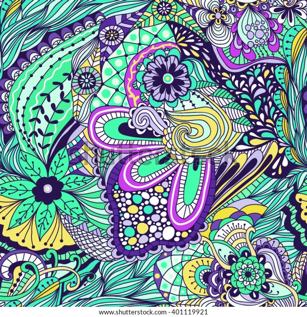 Colorful Seamless Abstract Doodle Wallpaper Vector Stock Vector (Royalty Free) 401119921