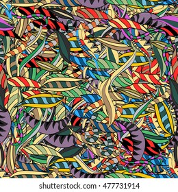 Colorful seamless abstract doodles background. Vector illustration.