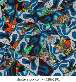 Colorful seamless abstract doodles background. Vector illustration.