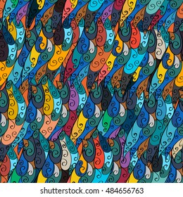 Colorful seamless abstract doodles background. Vector illustration.