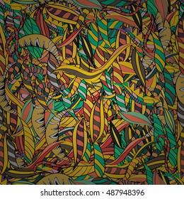 Colorful seamless abstract doodles background. Vector illustration.