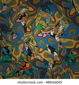 Colorful seamless abstract doodles background. Vector illustration.