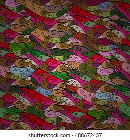 Colorful seamless abstract doodles background. Vector illustration.