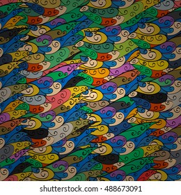 Colorful seamless abstract doodles background. Vector illustration.