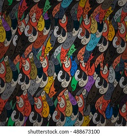 Colorful seamless abstract doodles background. Vector illustration.