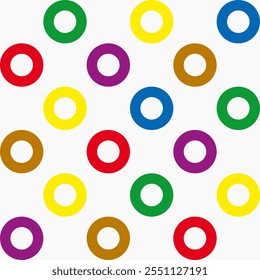 Colorful seamless abstract geometric background with circles. Simple background texture for print. Modern minimalist vector pattern with circular grid, polka dot, lattice, mesh or net.