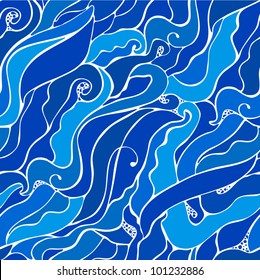 colorful seamless abstract hand-drawn pattern, waves background