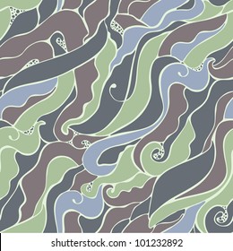 colorful seamless abstract hand-drawn pattern, waves background