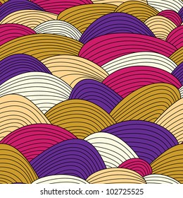 colorful seamless abstract hand-drawn pattern, waves background
