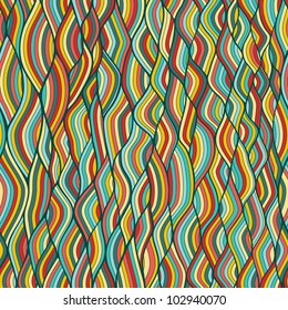 colorful seamless abstract hand-drawn pattern, waves background