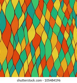 colorful seamless abstract hand-drawn pattern, waves background