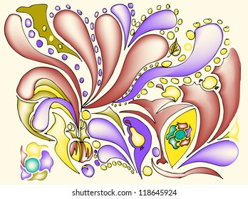 colorful seamless abstract hand-drawn pattern, waves background drops