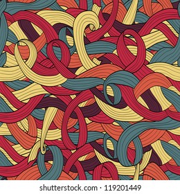 colorful seamless abstract hand-drawn pattern with waves elements