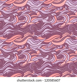 Colorful seamless abstract hand-drawn pattern, waves background