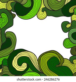 colorful seamless abstract hand-drawn pattern, waves background frame