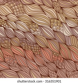 colorful seamless abstract hand-drawn pattern with waves.