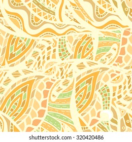 colorful seamless abstract hand-drawn pattern, waves background