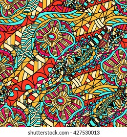 colorful seamless abstract of hand-drawn pattern, waves background
