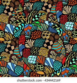 colorful seamless abstract of hand-drawn pattern, waves background