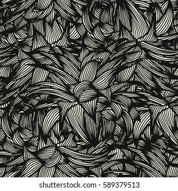 colorful seamless abstract hand-drawn pattern, waves background
