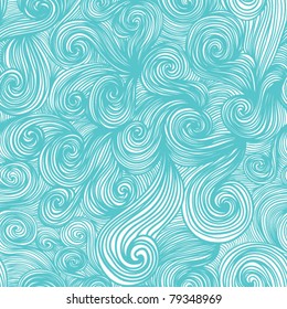 colorful seamless abstract hand-drawn pattern, waves background