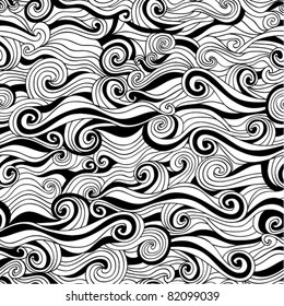 colorful seamless abstract hand-drawn pattern, waves background