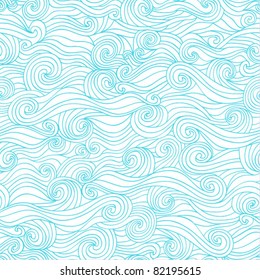 colorful seamless abstract hand-drawn pattern, waves background