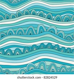 colorful seamless abstract hand-drawn pattern, waves background