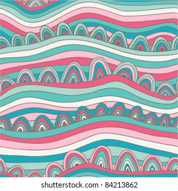 colorful seamless abstract hand-drawn pattern, waves background. Seamless pattern can be used for wallpaper, pattern fills, web page background, surface textures.