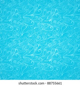 Colorful seamless abstract hand-drawn pattern, waves background.