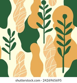 Colorful Seamless Abstract Natural Watercolor Vector. Light Repetitive Nature Jungle Fabrics, Seamless Print. Dark Endless Contemporary Tree Element Design. 