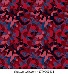 Colorful seamless abstract pattern with wave shapes, lines.