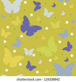 Colorful seamless background with butterflies and flowers