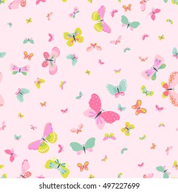 Colorful Seamless Background with Butterflies - for Scrapbooking, Celebration, Birthday, Design - in vector