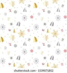 Colorful seamless background with Christmas trees and snowflakes. new Year. Christmas