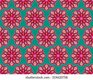 Colorful seamless background with decorative flowers