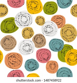 Colorful seamless background with doodle circles and dots