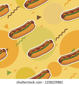 Colorful seamless background with hot dog pattern 