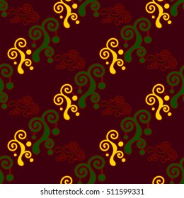 Colorful seamless background with New Year decor, winter holidays pattern. Vector texture for cards, wrapping paper, advertisement, page fill, book covers etc.