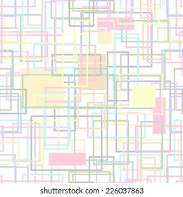 Colorful seamless  background with pale colored intersecting lines and rectangles